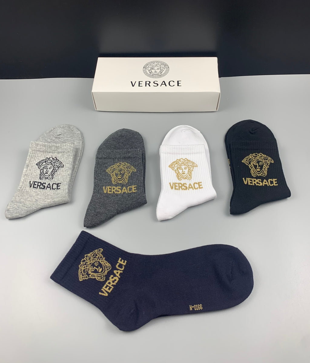 Versace small medusa wordmark crew socks - view 4
