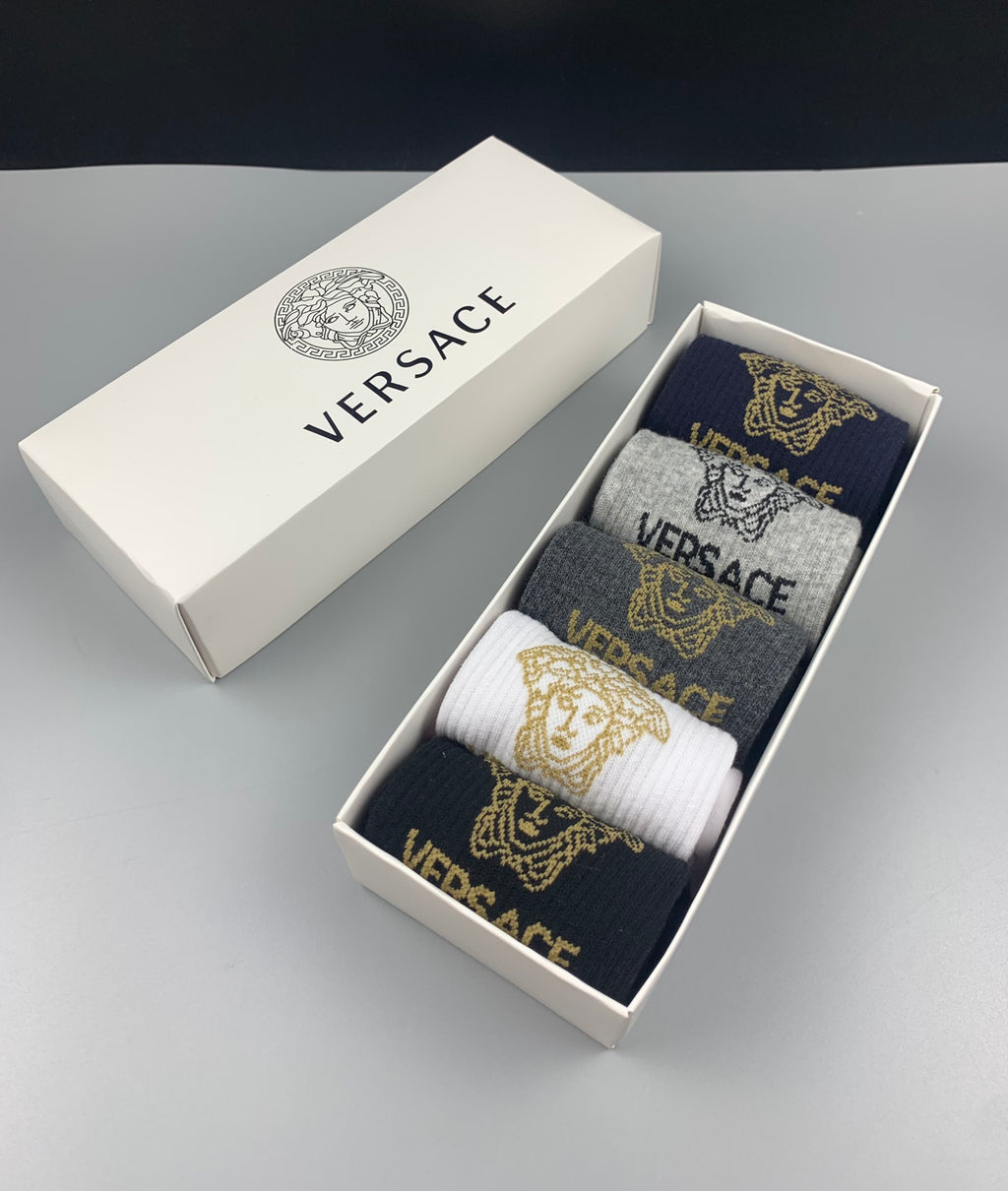 Versace small medusa wordmark crew socks - view 6