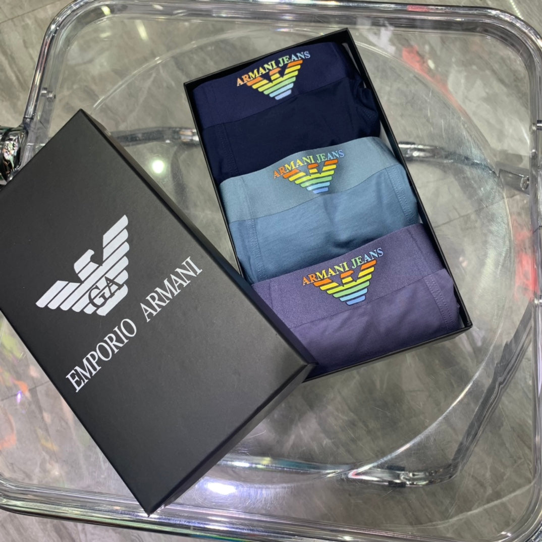 Armani Blue Waist Logo Boxer Briefs - 3-Piece Boxed Set - image 9