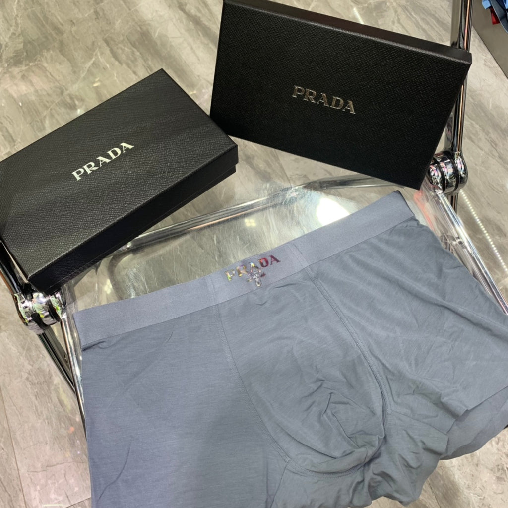 Prada plain gray lettered waist boxer briefs - view 1