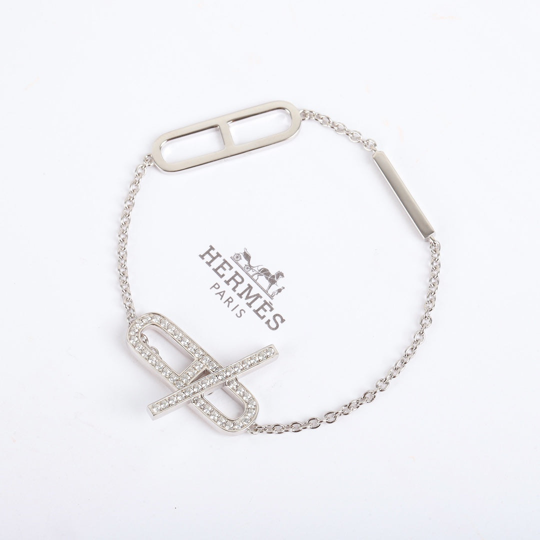 Hermès Silver-Tone Crystal-Bar Bracelet - album image 4