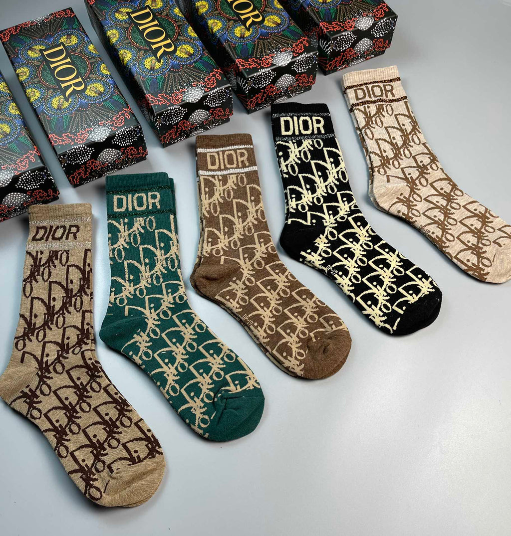 Dior allover lettered pattern crew socks - view 9