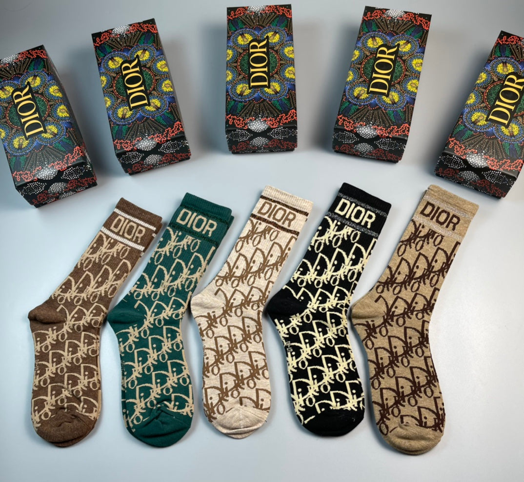 Dior allover lettered pattern crew socks - view 2