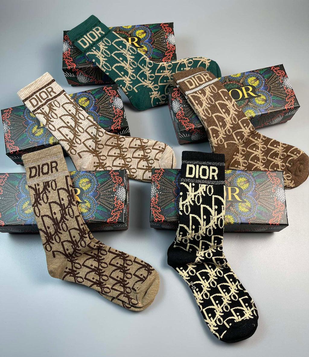 Dior allover lettered pattern crew socks - view 6