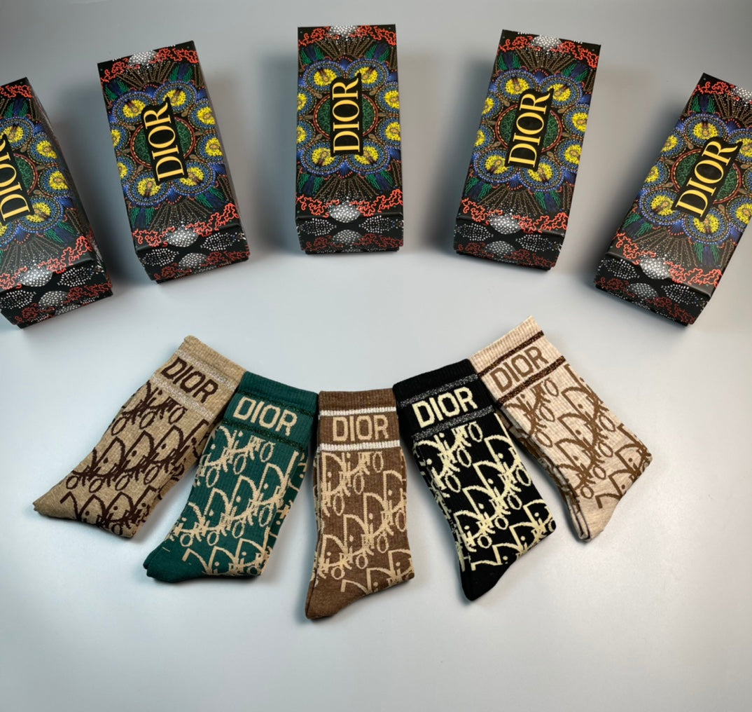 Dior allover lettered pattern crew socks - view 4