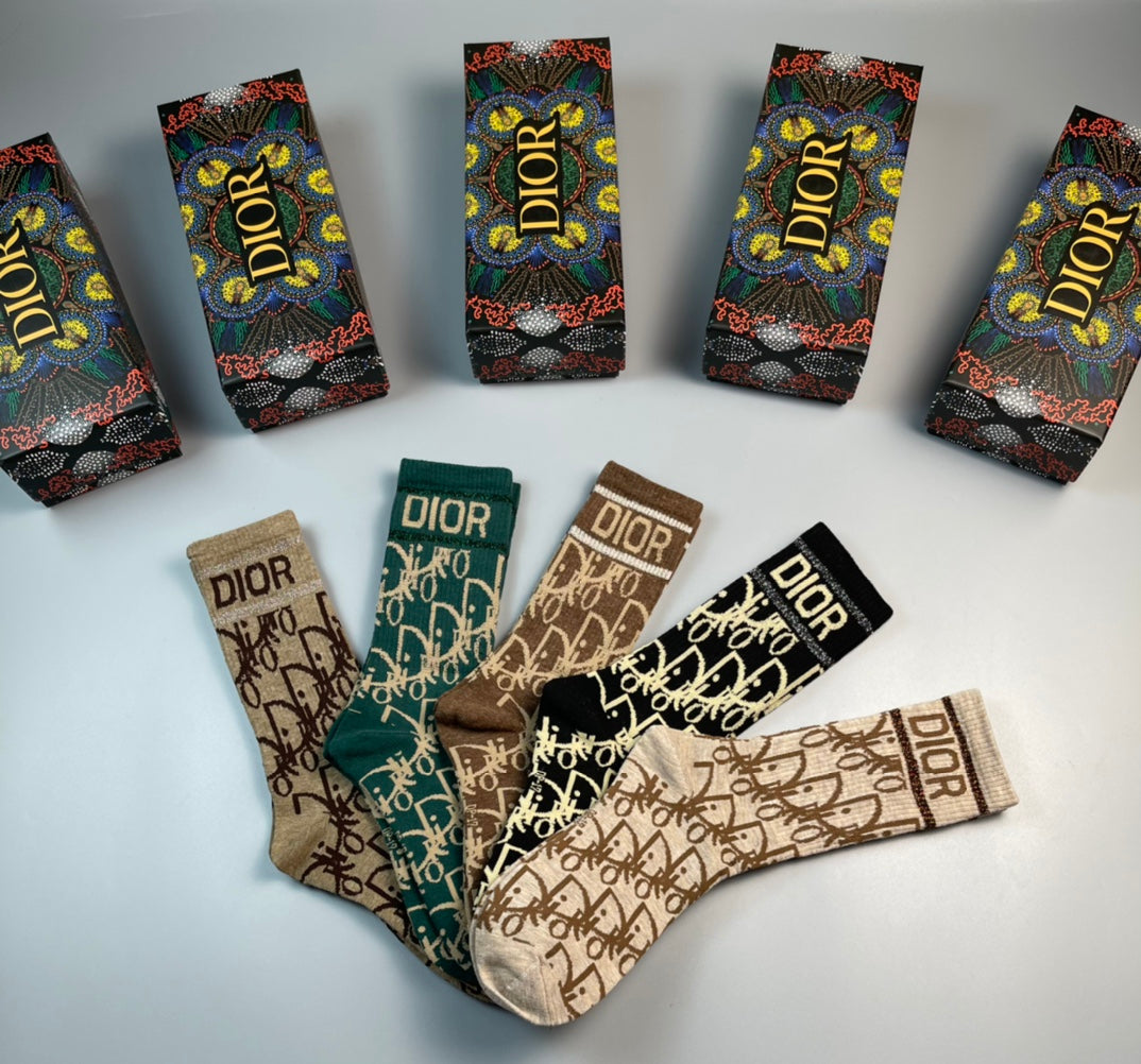 Dior allover lettered pattern crew socks - view 3
