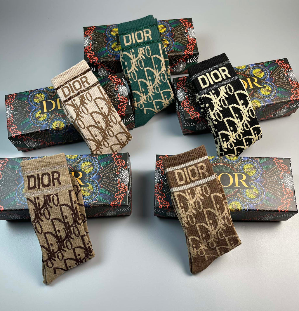 Dior allover lettered pattern crew socks - view 5