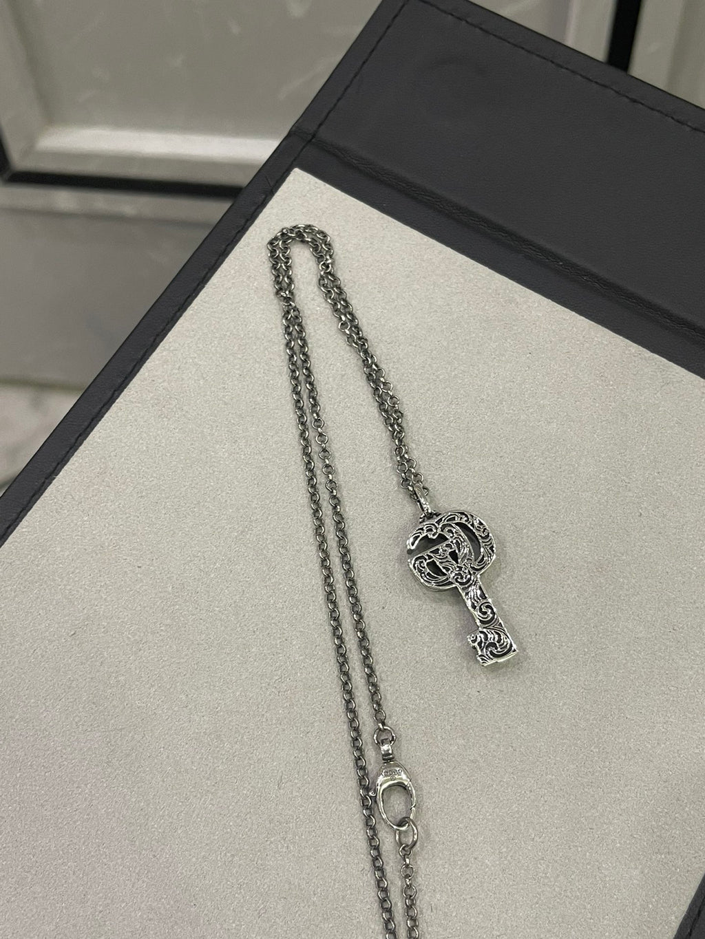 Gucci Silver-Tone Circular G Pendant Necklace - album image 6