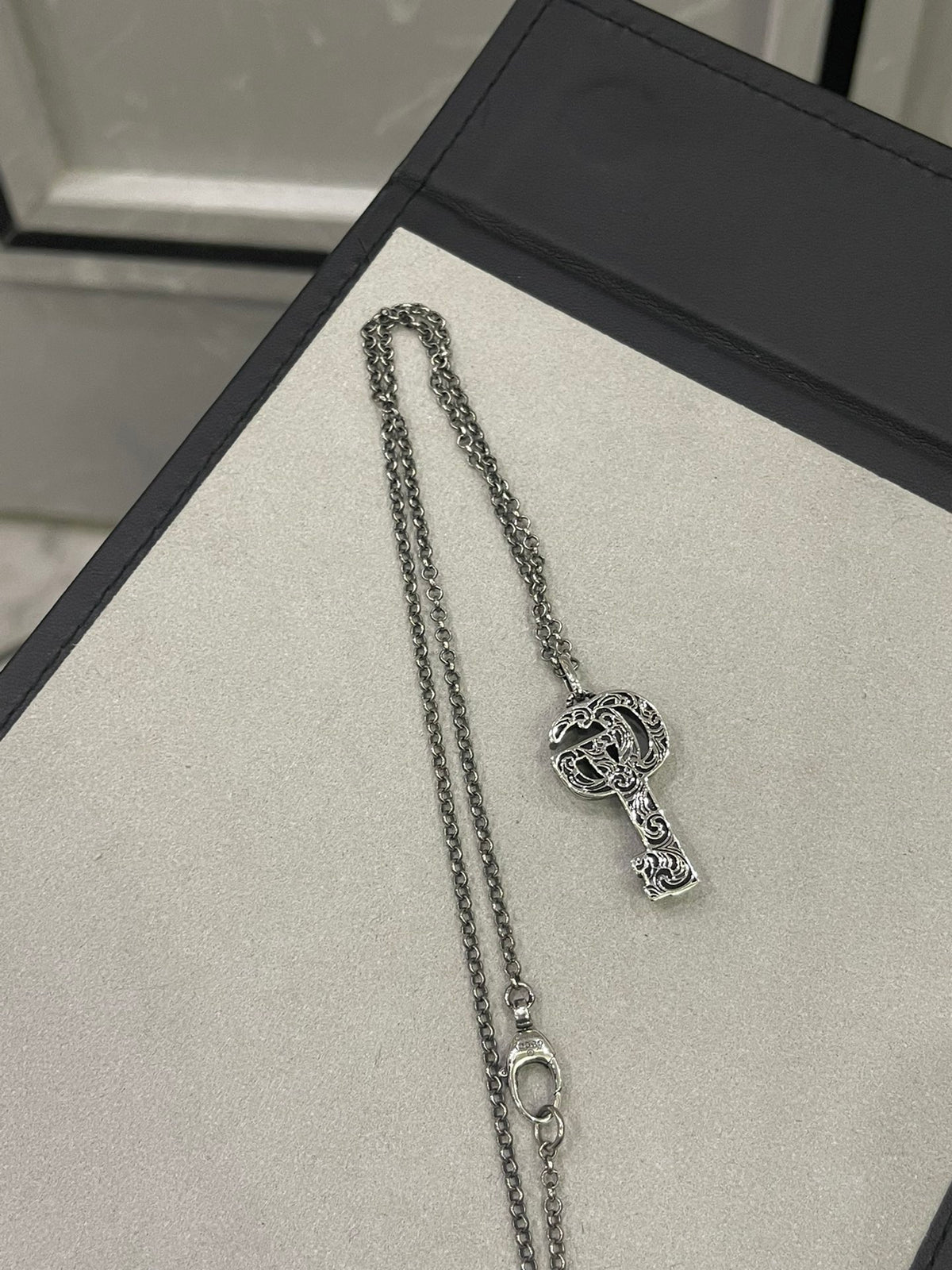 Gucci Silver-Tone Circular G Pendant Necklace - album image 6