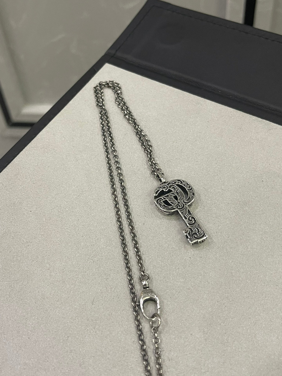Gucci Silver-Tone Circular G Pendant Necklace - album image 5