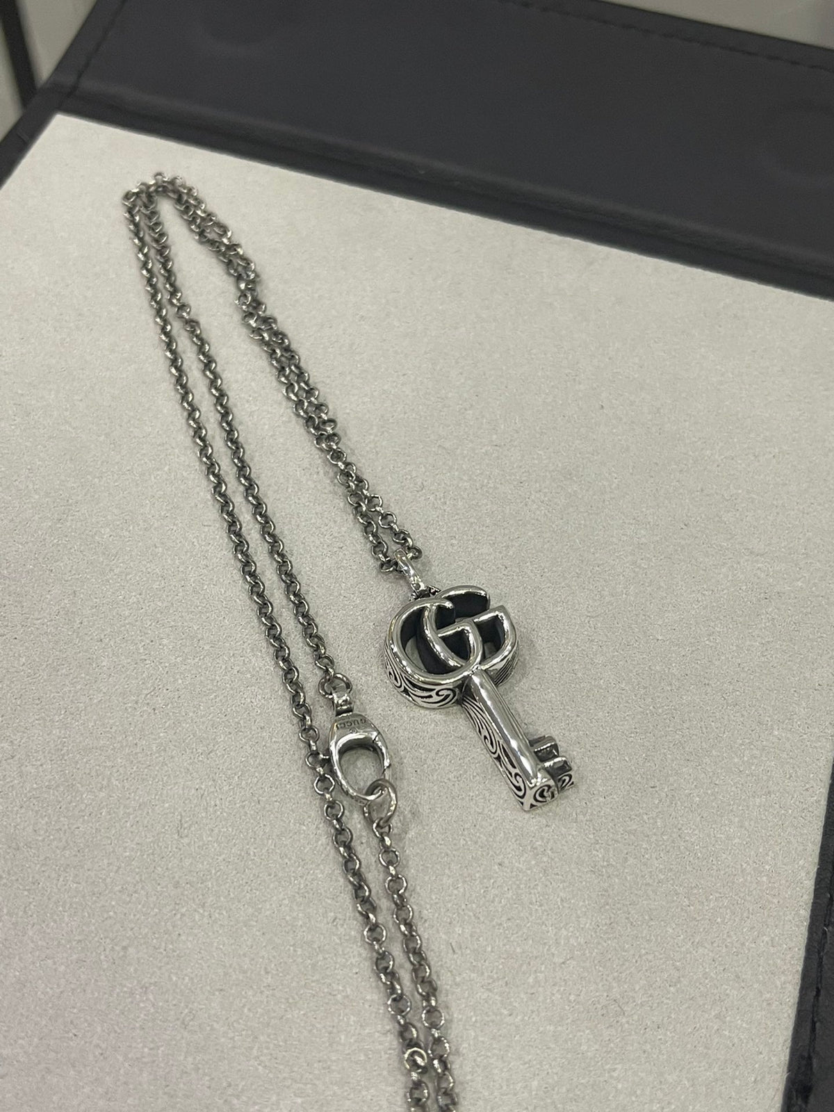Gucci Silver-Tone Circular G Pendant Necklace - album image 2
