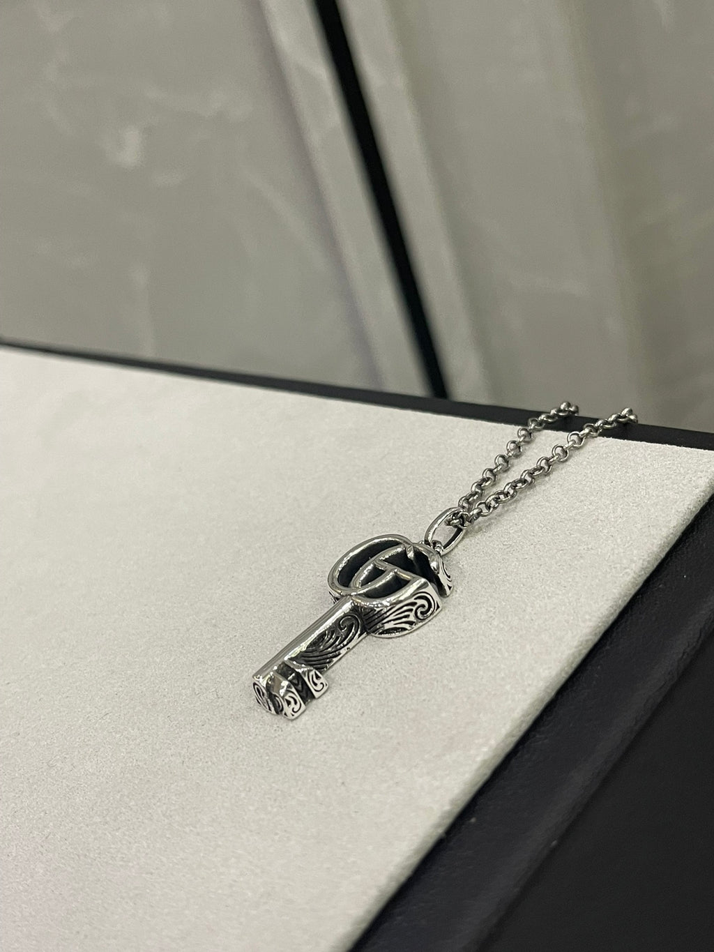 Gucci Silver-Tone Circular G Pendant Necklace - album image 9