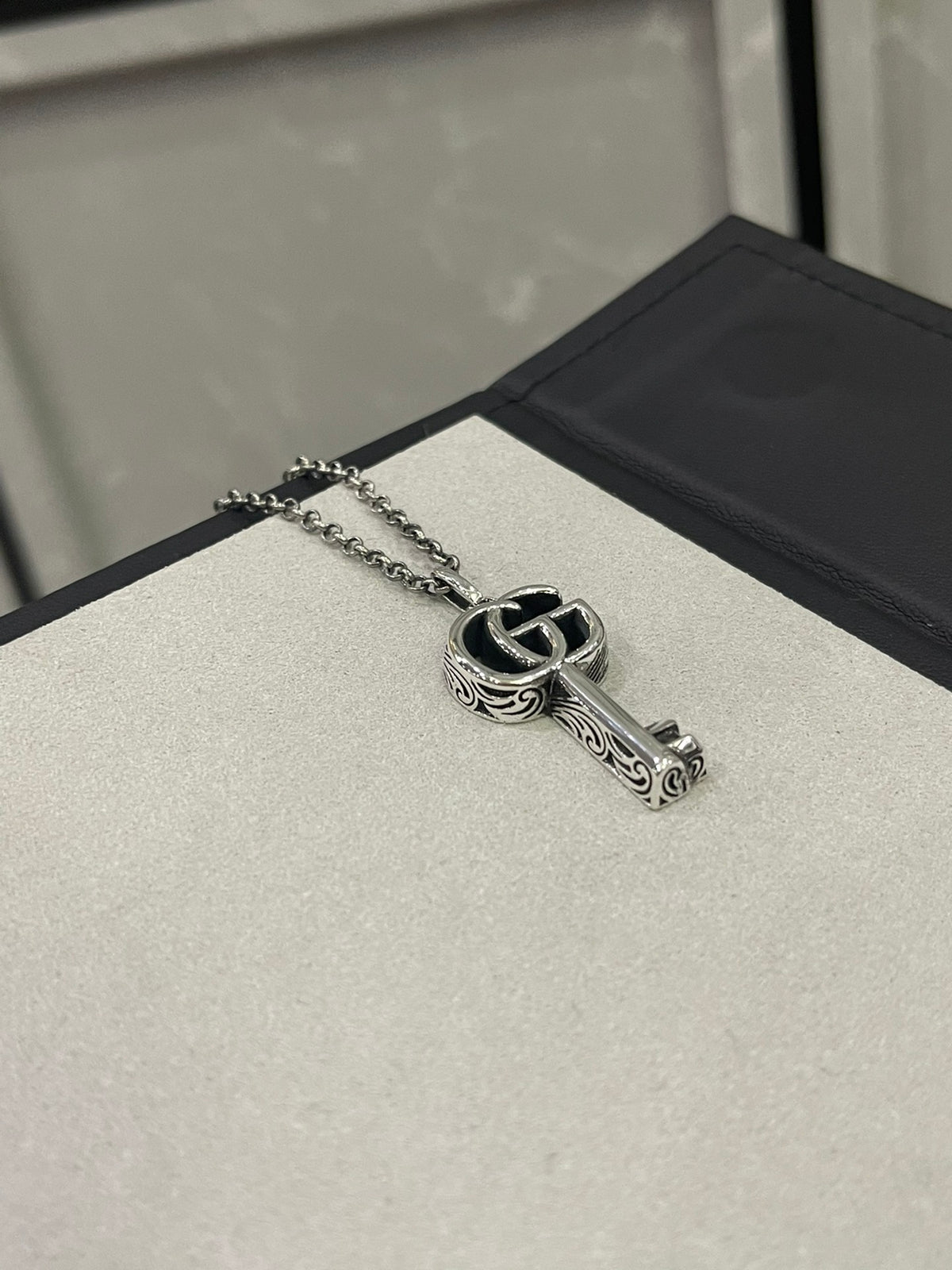 Gucci Silver-Tone Circular G Pendant Necklace - album image 8