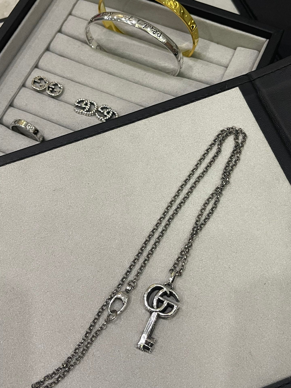 Gucci Silver-Tone Circular G Pendant Necklace - album image 3