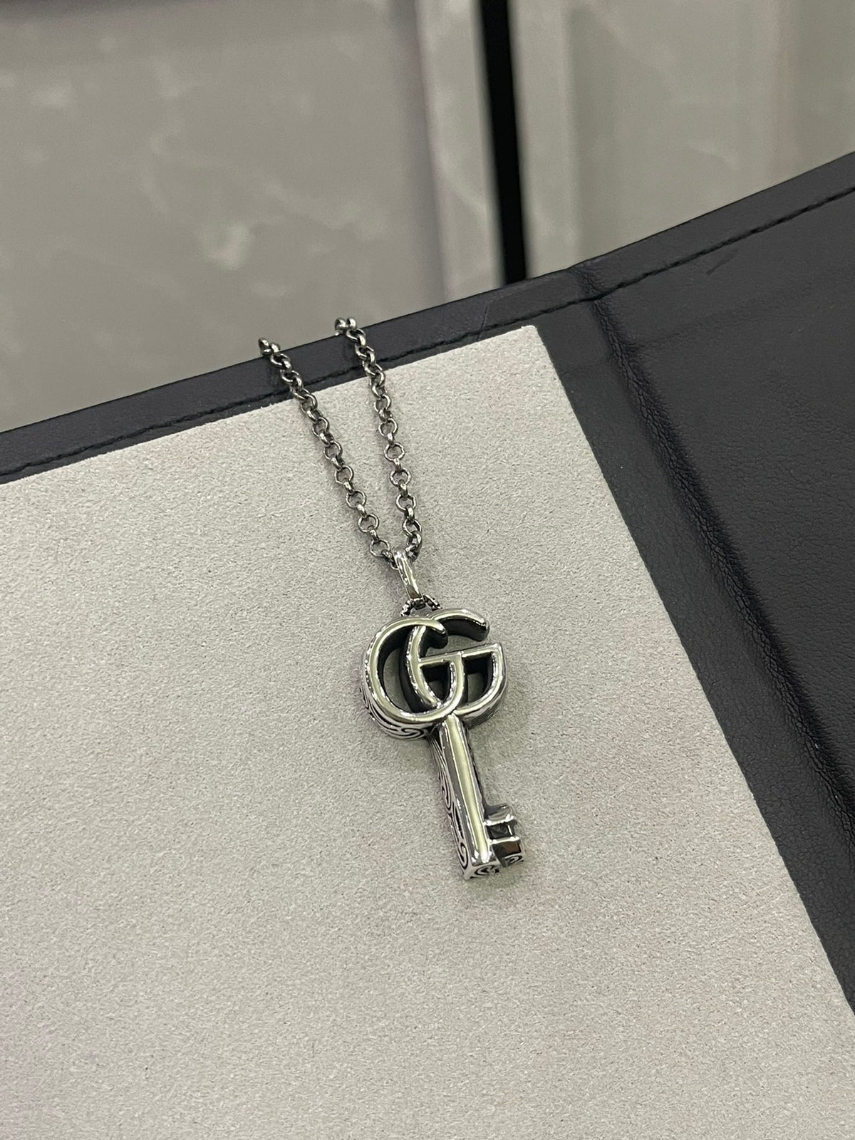 Gucci Silver-Tone Circular G Pendant Necklace - album image 7