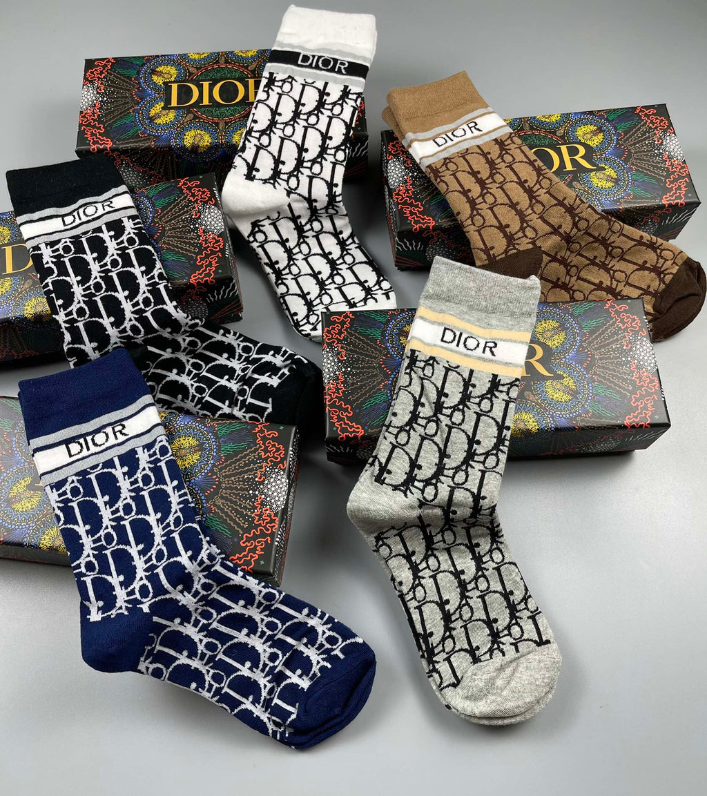 Dior dense monogram pattern crew socks - view 6