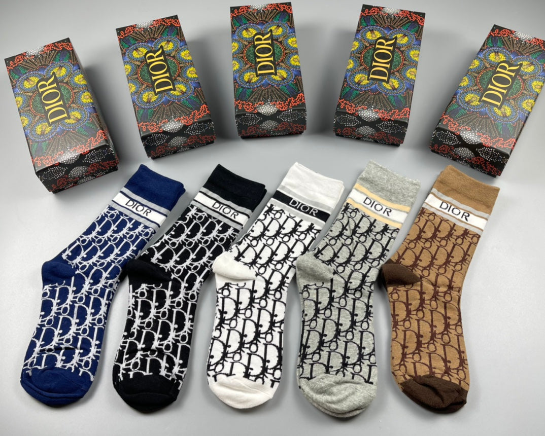 Dior dense monogram pattern crew socks - view 3