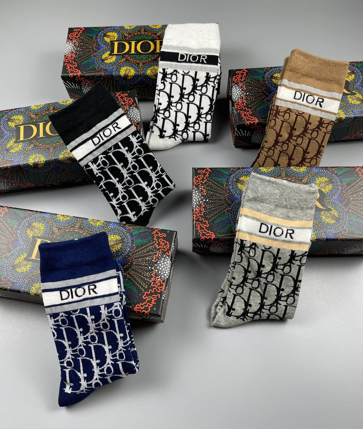 Dior dense monogram pattern crew socks - view 5