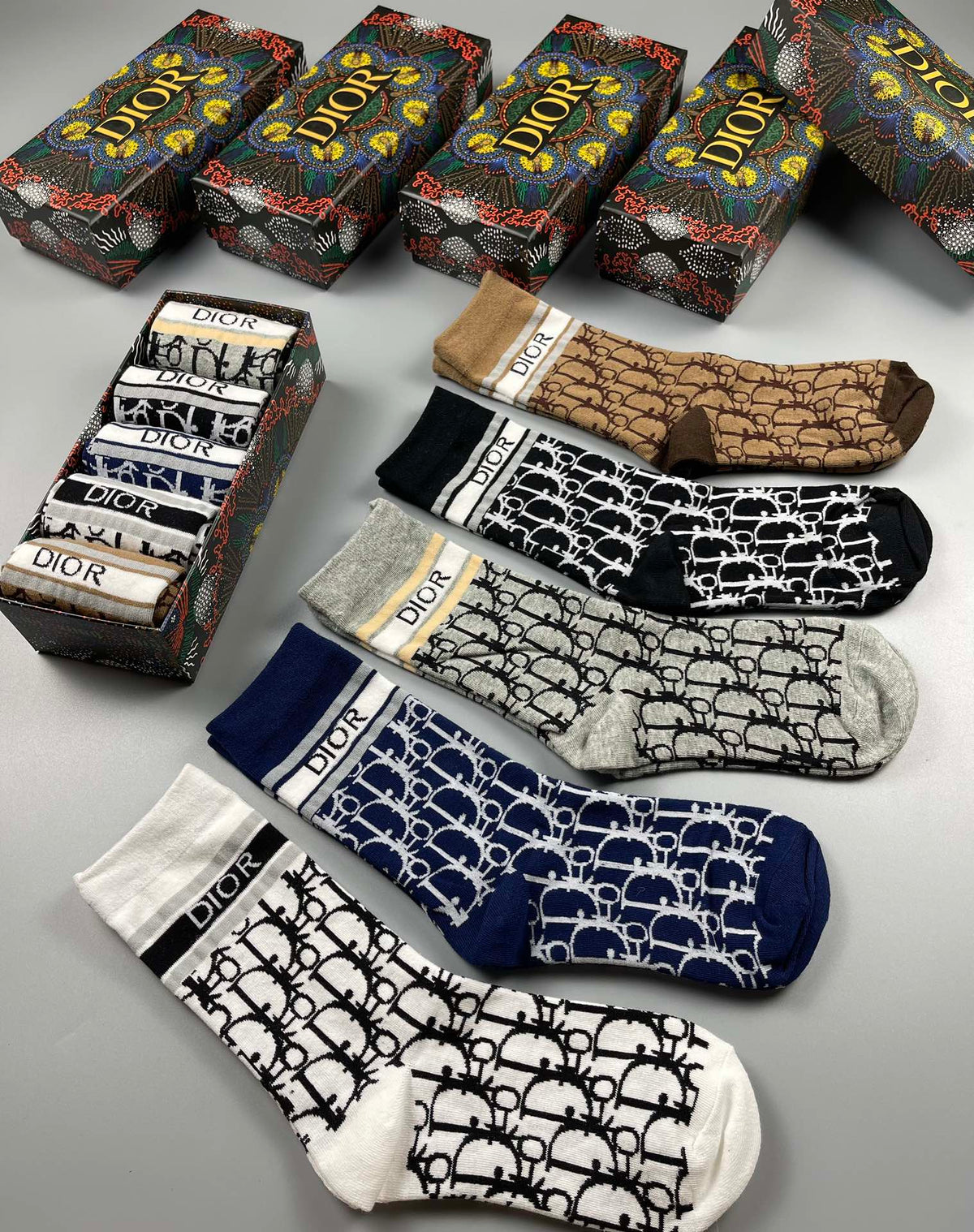 Dior dense monogram pattern crew socks - view 9