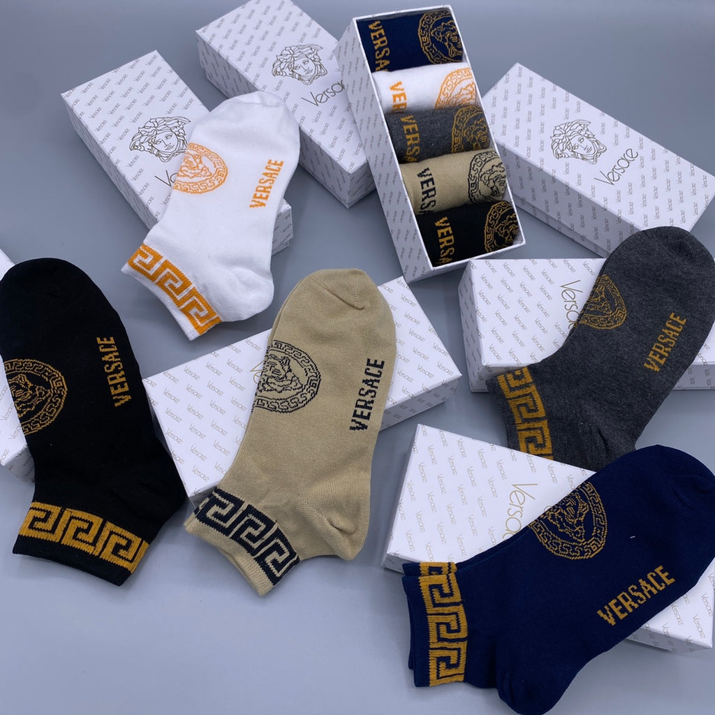 Versace gold greek key cuff ankle socks - view 8