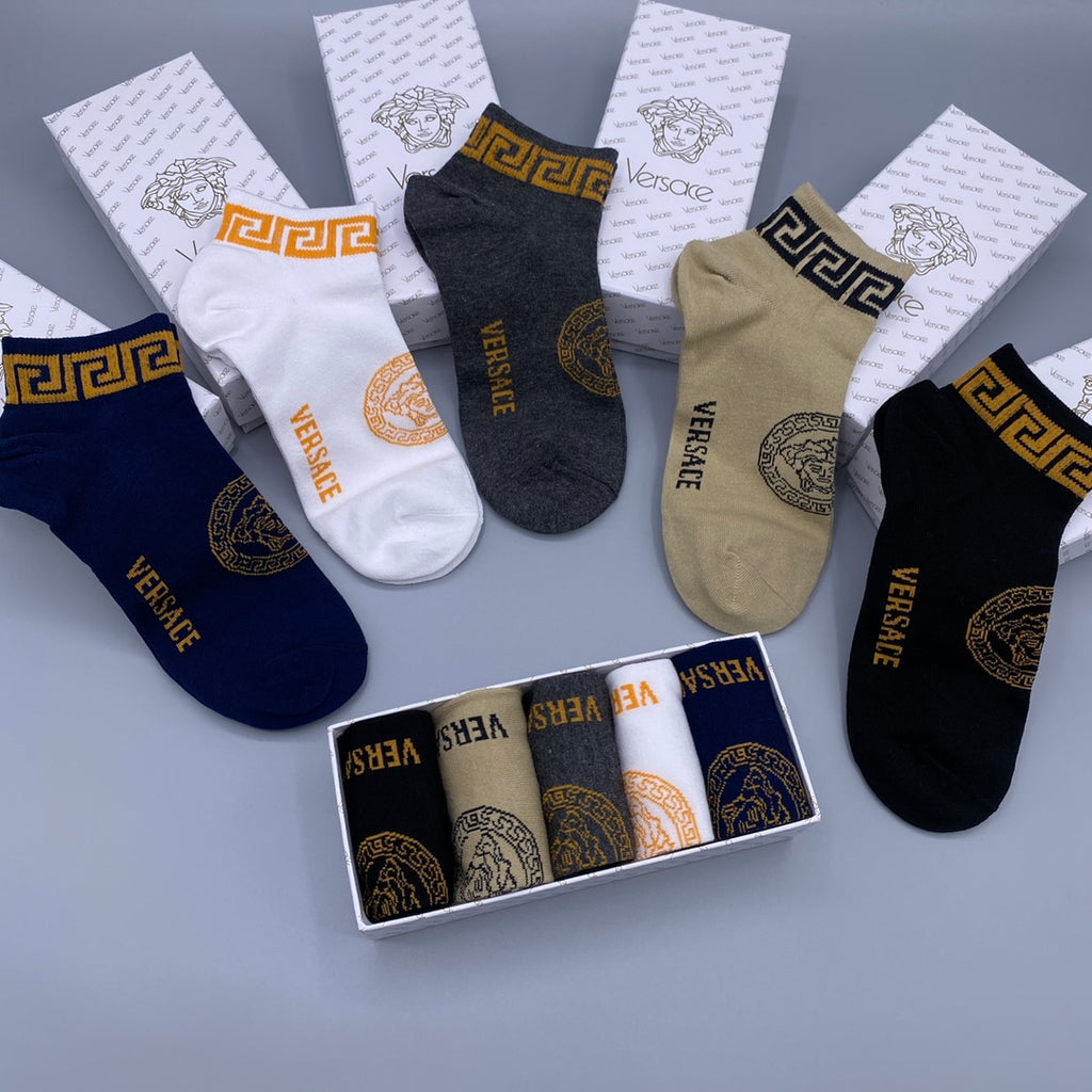 Versace gold greek key cuff ankle socks - view 3