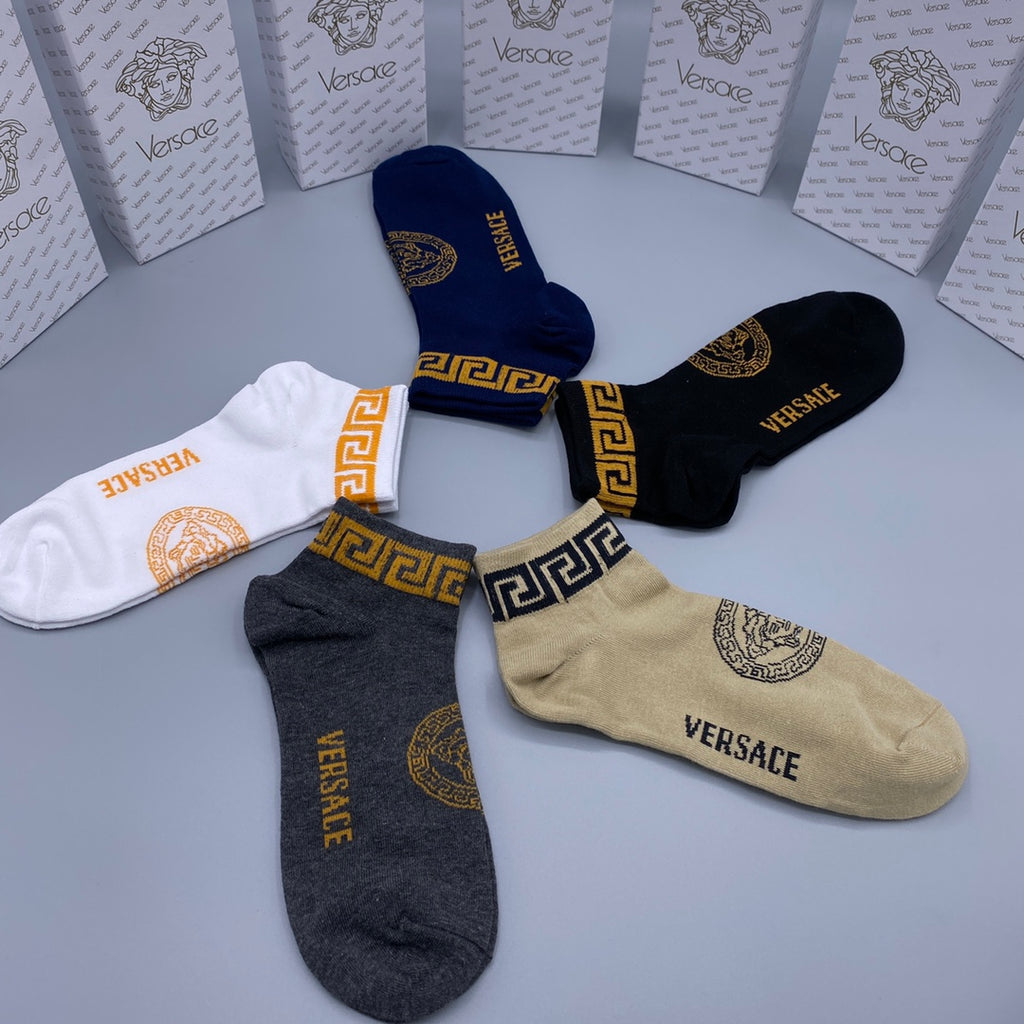 Versace gold greek key cuff ankle socks - view 9