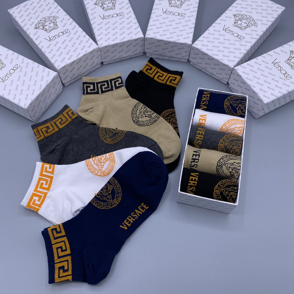 Versace gold greek key cuff ankle socks - view 7