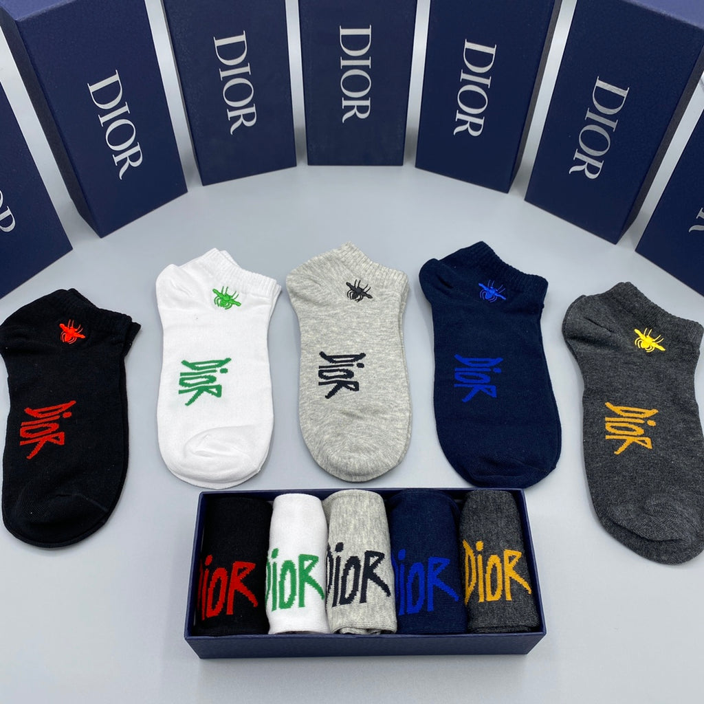 Dior colored bee motifs ankle socks - view 8