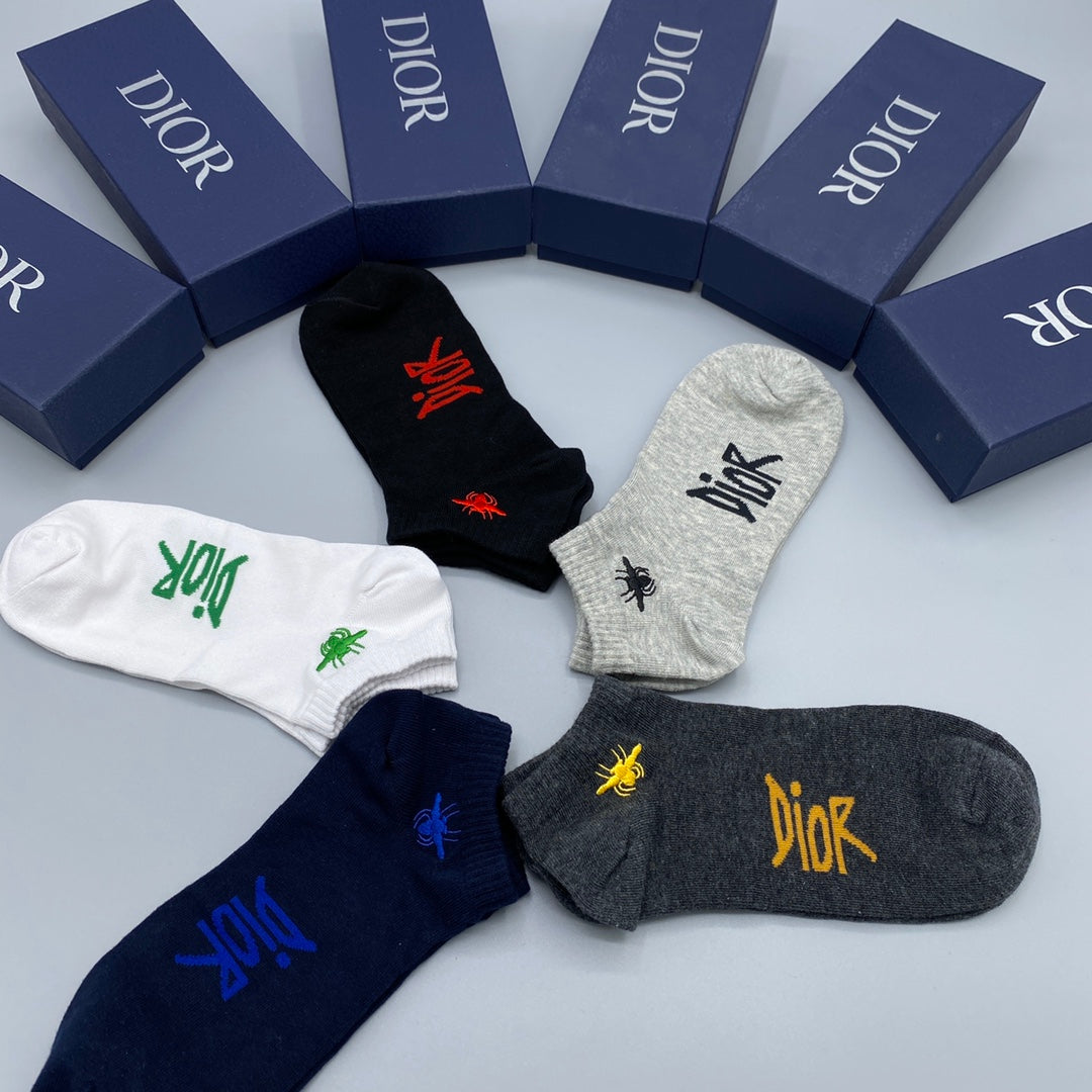 Dior colored bee motifs ankle socks - view 4