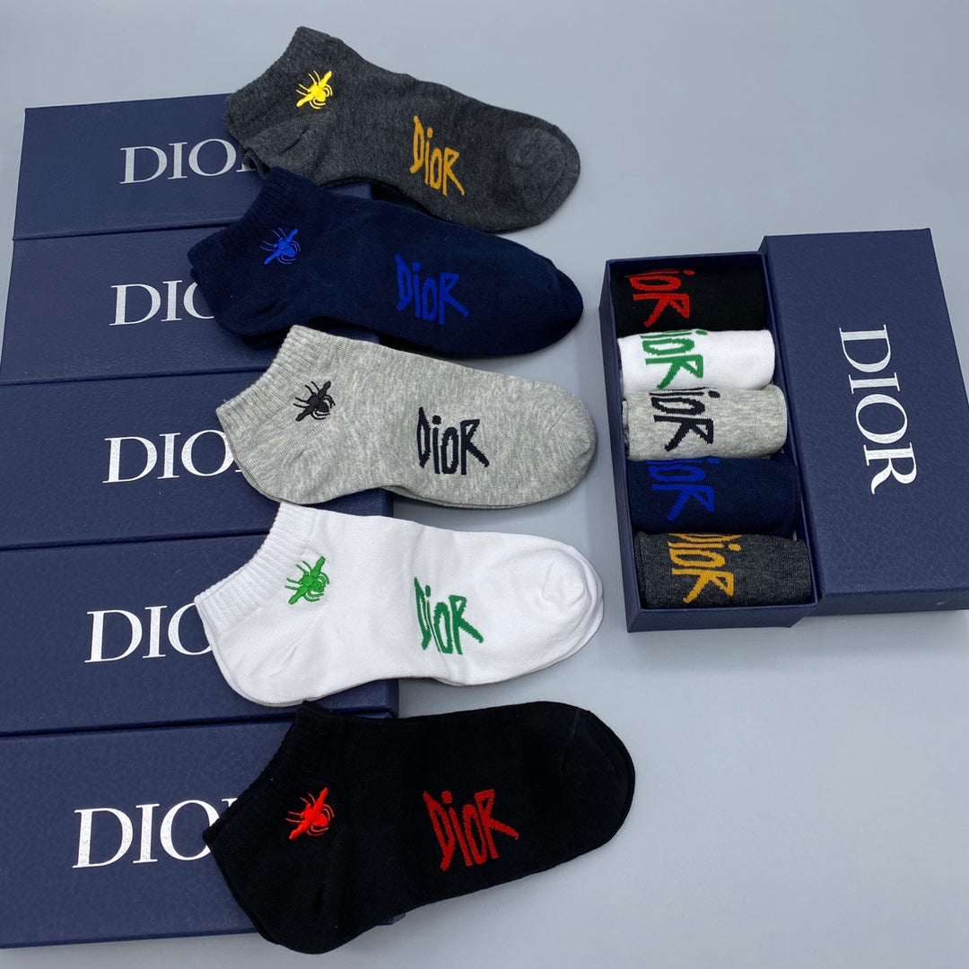 Dior colored bee motifs ankle socks - view 5
