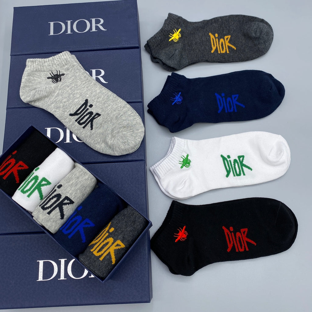 Dior colored bee motifs ankle socks - view 6