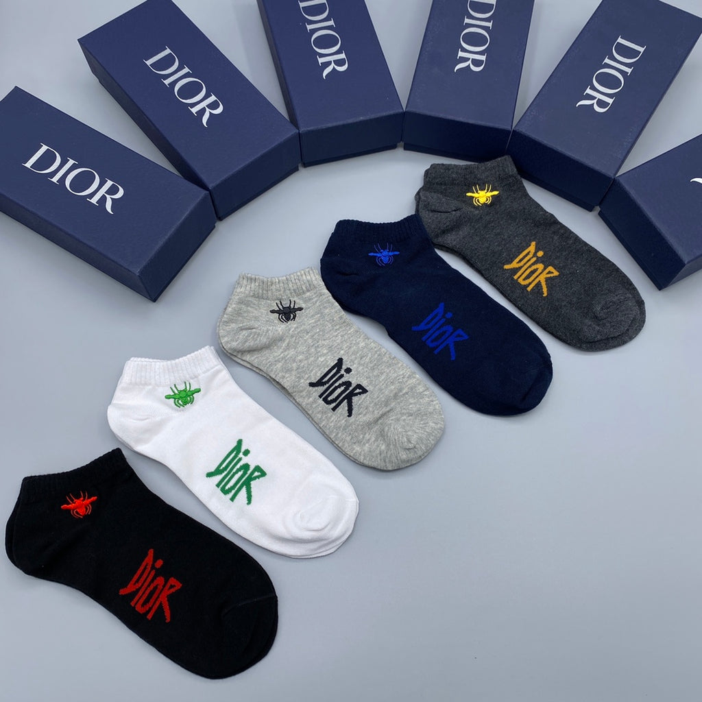 Dior colored bee motifs ankle socks - view 1