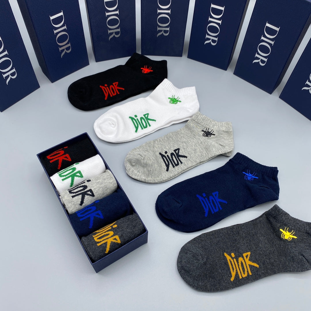 Dior colored bee motifs ankle socks - view 9
