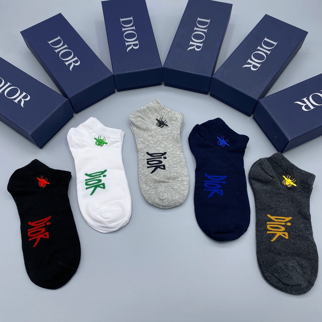 Dior colored bee motifs ankle socks - view 2