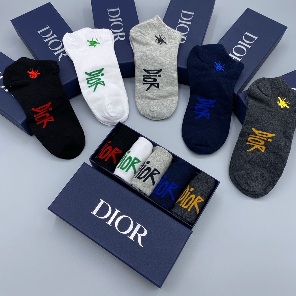 Dior colored bee motifs ankle socks - view 3