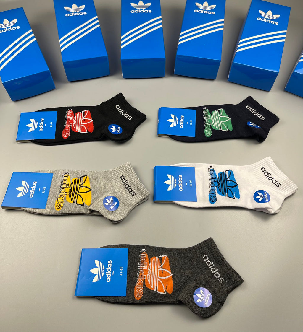 Adidas Graphic Motif Ankle Socks - Boxed Set of 5 Pairs - image 4