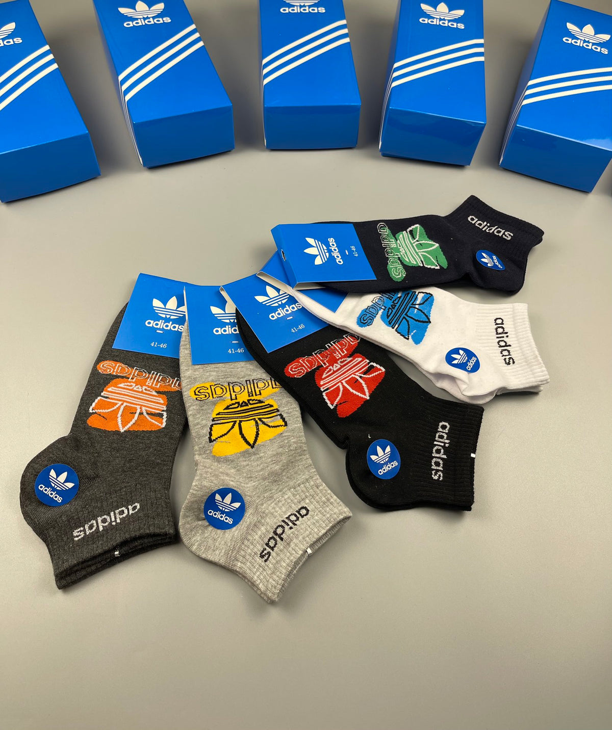 Adidas Graphic Motif Ankle Socks - Boxed Set of 5 Pairs - image 8