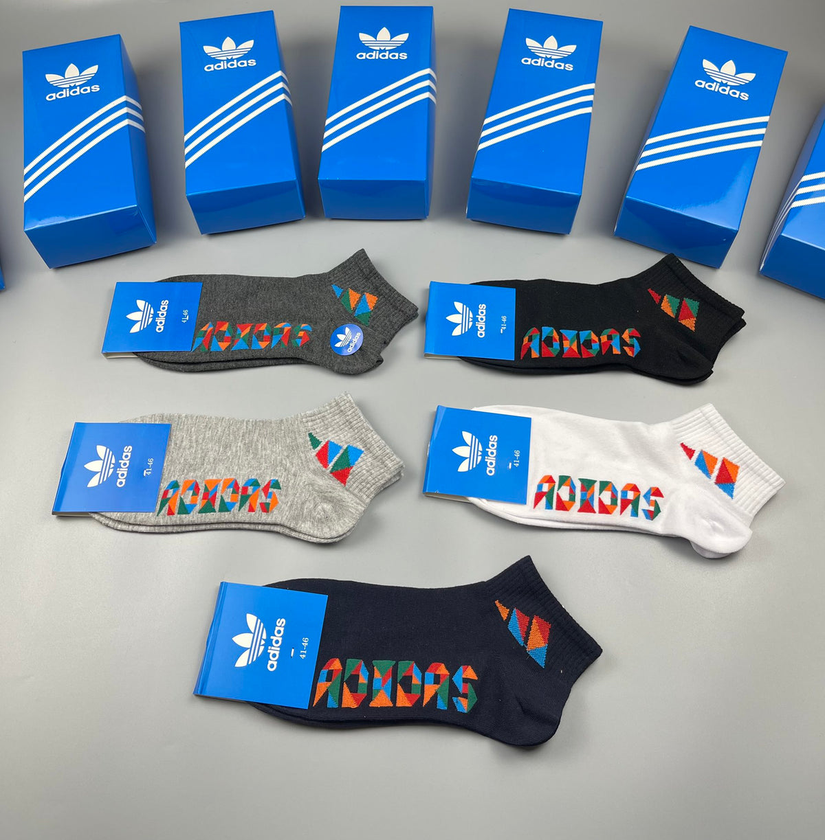 Adidas Lettering Graphic Ankle Socks - 5-Pair Boxed Set - image 5