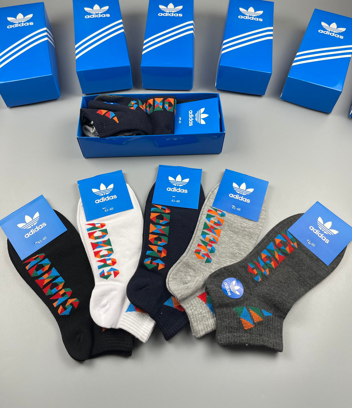 Adidas Lettering Graphic Ankle Socks - 5-Pair Boxed Set - image 9