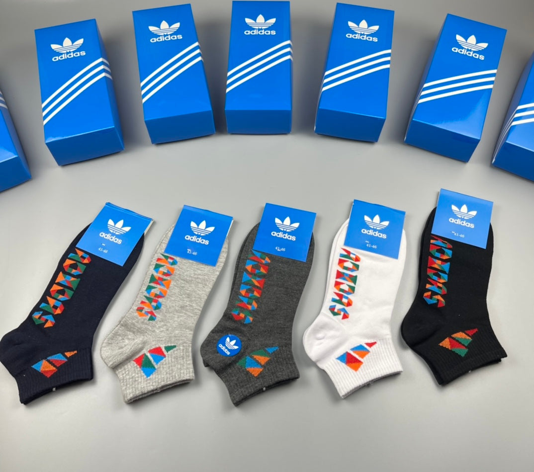 Adidas Lettering Graphic Ankle Socks - 5-Pair Boxed Set - image 4