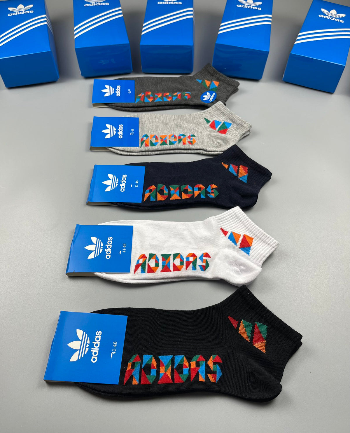 Adidas Lettering Graphic Ankle Socks - 5-Pair Boxed Set - image 7