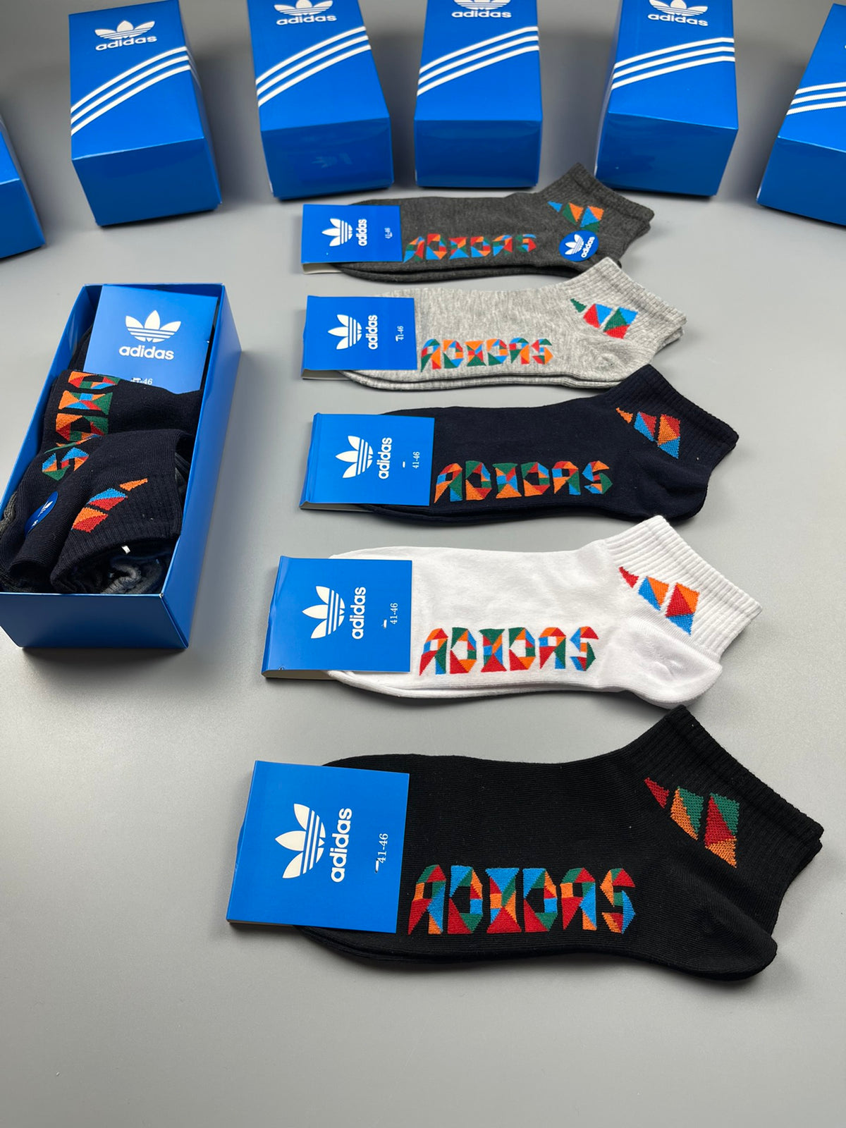 Adidas Lettering Graphic Ankle Socks - 5-Pair Boxed Set - image 8