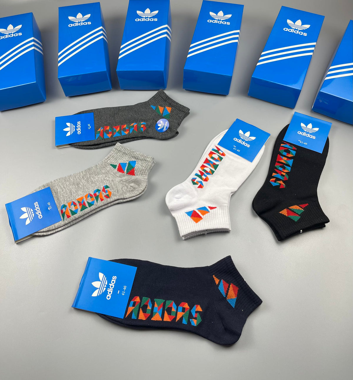 Adidas Lettering Graphic Ankle Socks - 5-Pair Boxed Set - image 6
