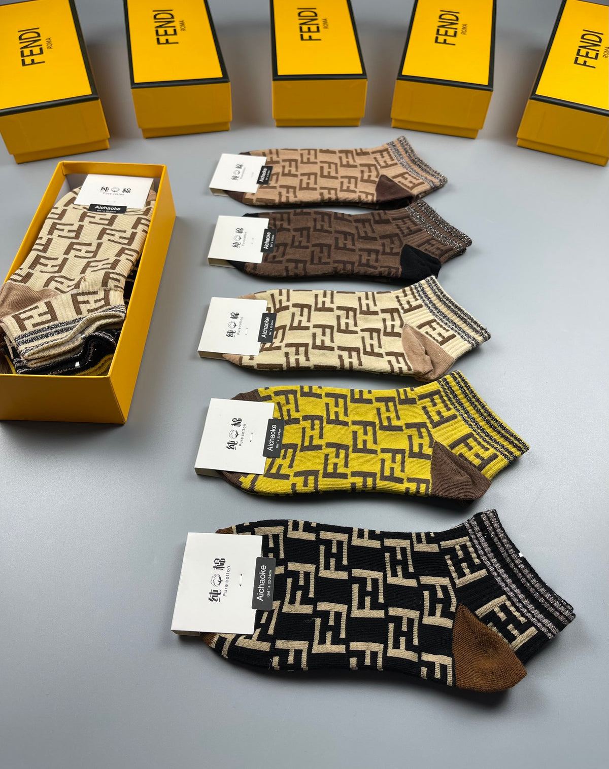 Fendi allover ff pattern ankle socks - view 8