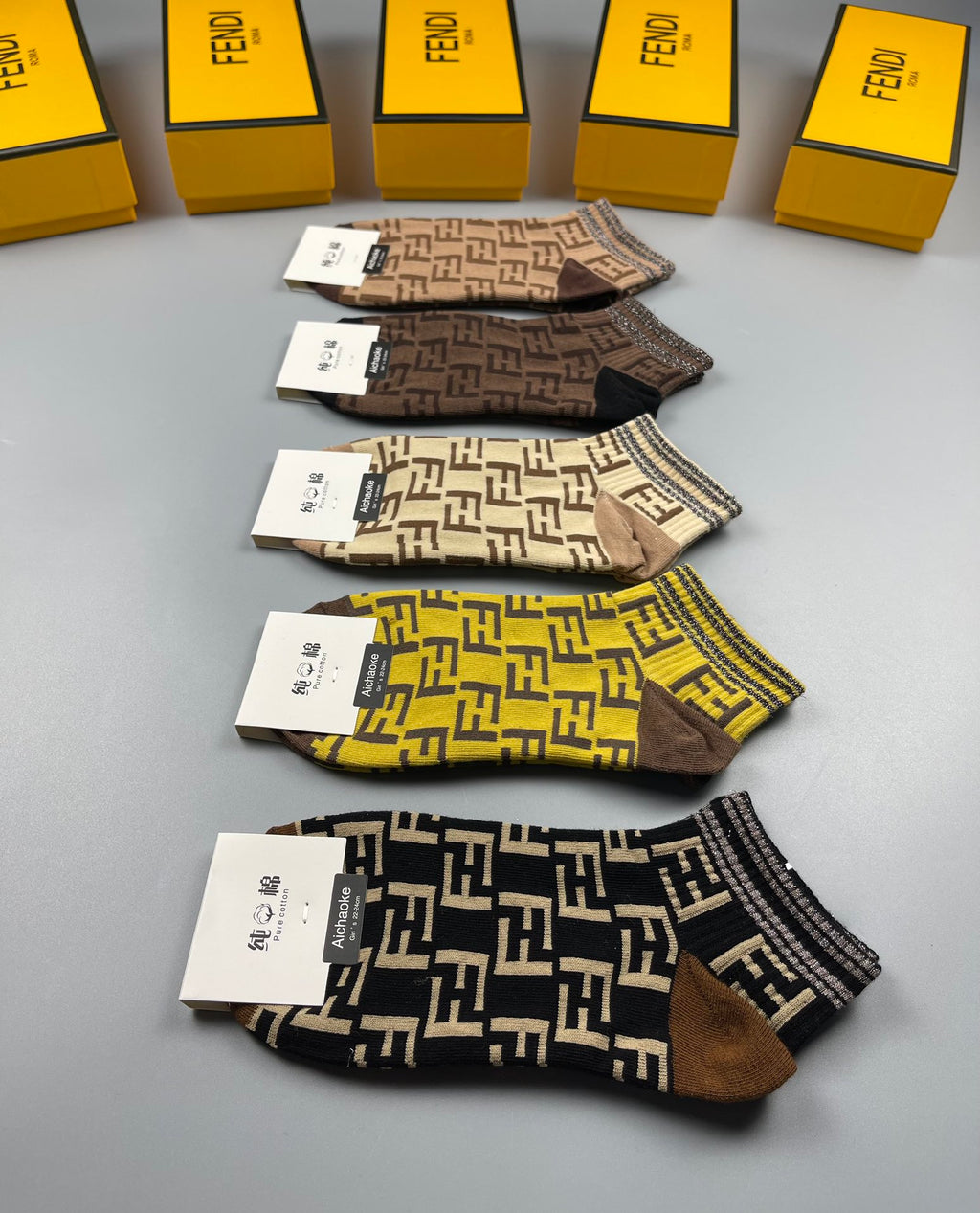 Fendi allover ff pattern ankle socks - view 7