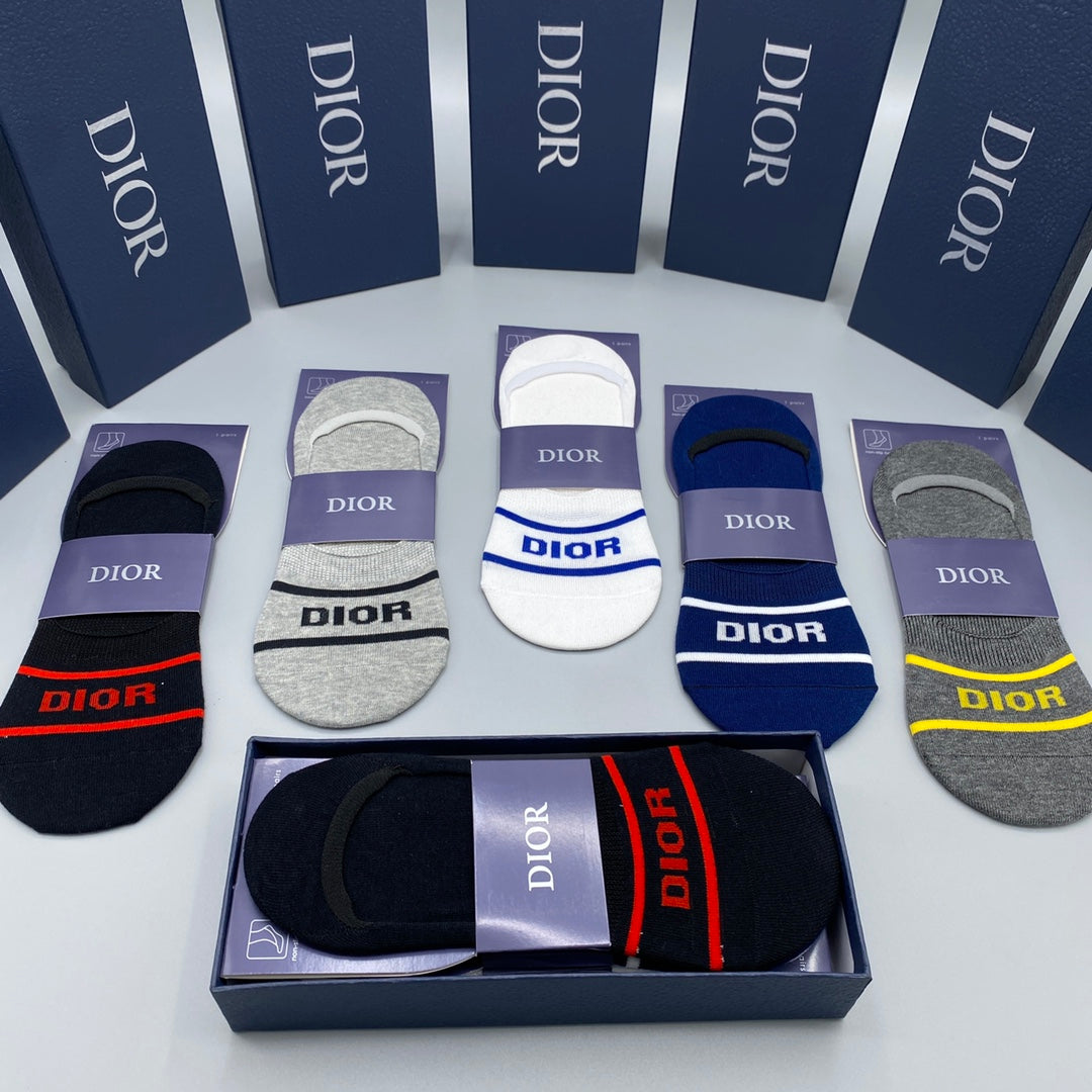 Dior striped front lettering ankle socks - view 8