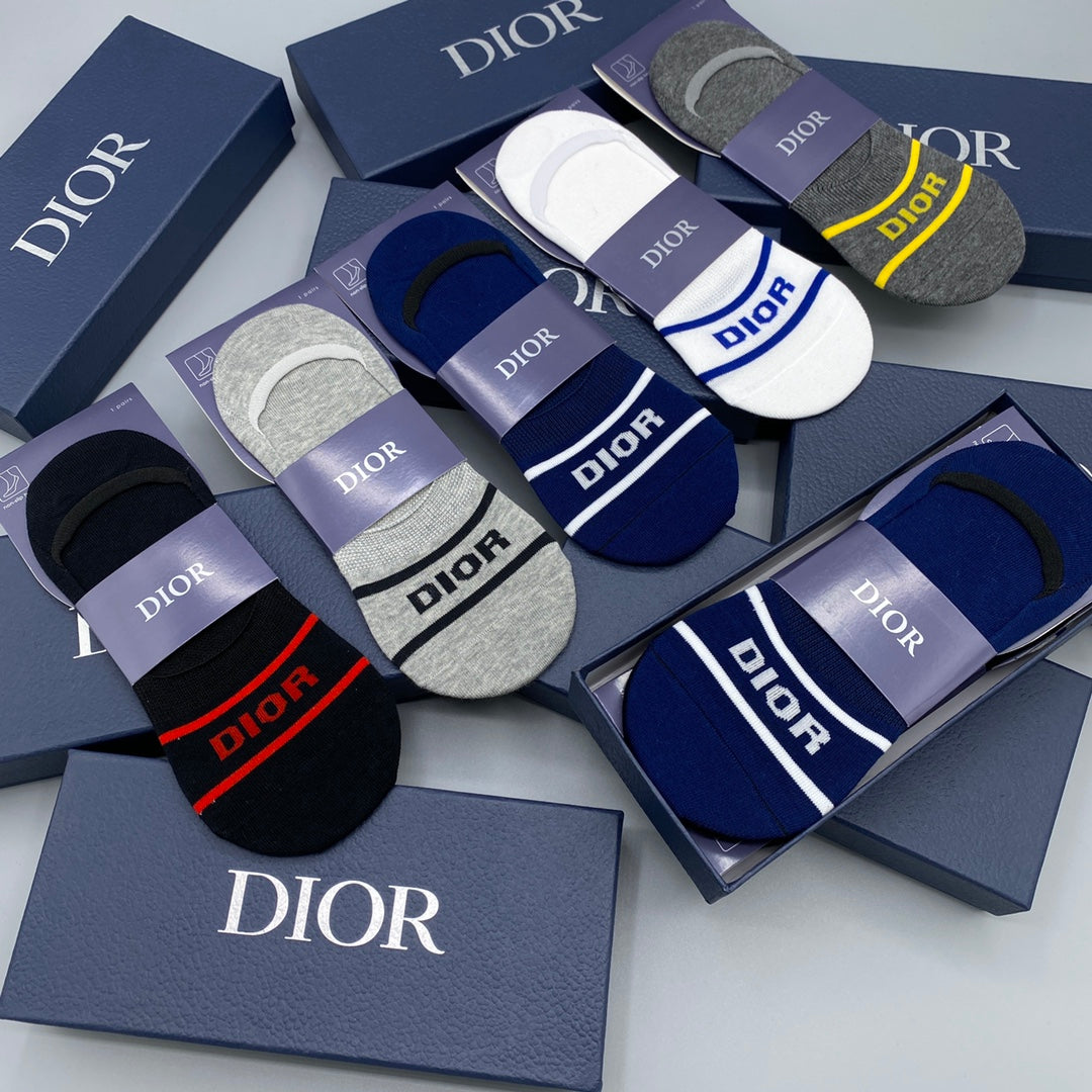 Dior striped front lettering ankle socks - view 5