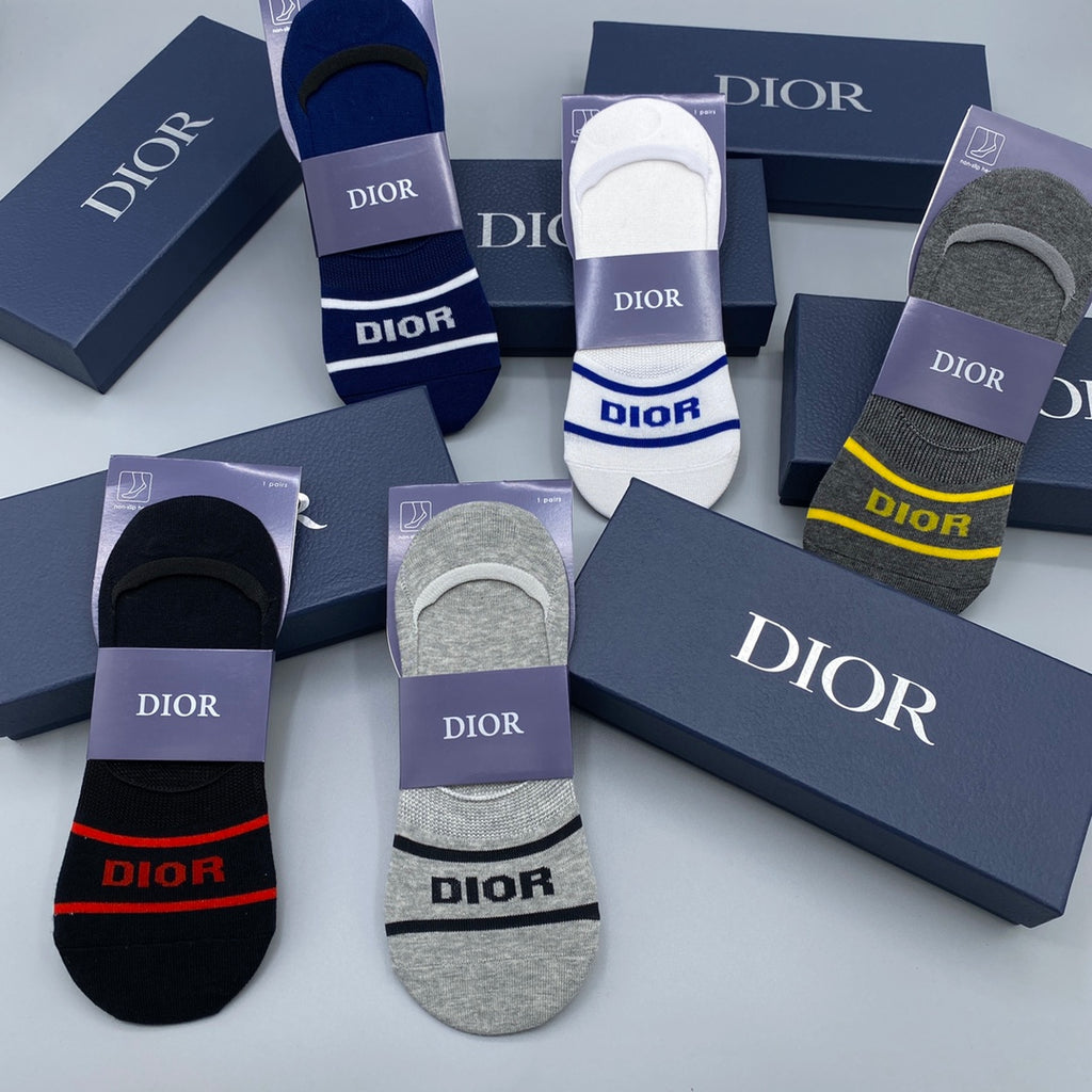 Dior striped front lettering ankle socks - view 1
