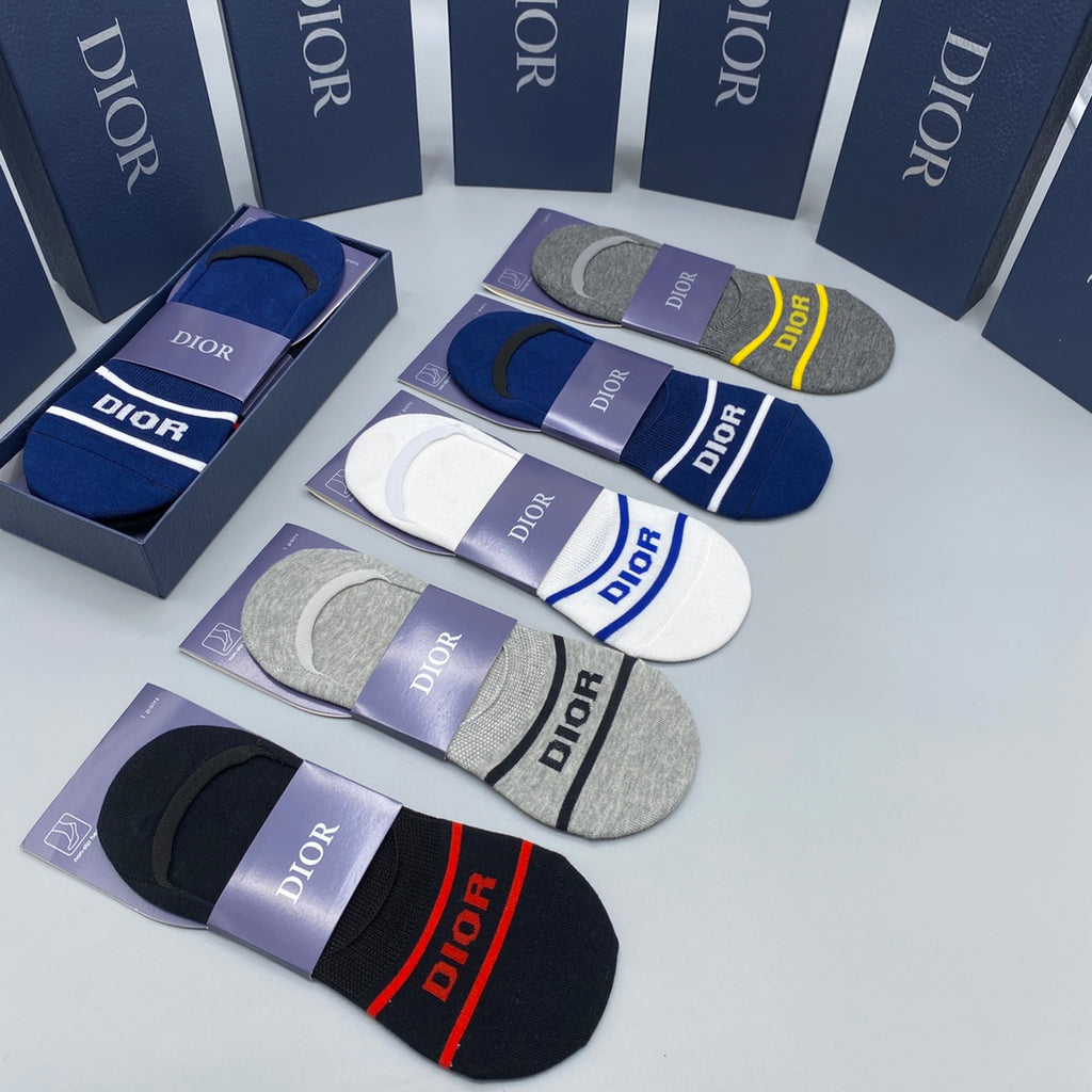 Dior striped front lettering ankle socks - view 9