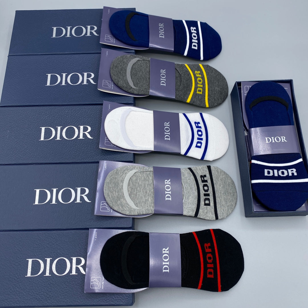 Dior striped front lettering ankle socks - view 2